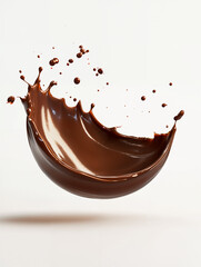 Swirling chocolate splash captures dynamic movement of dessert preparation