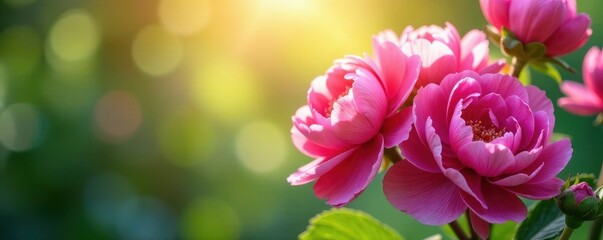 Vibrant peony & hydrangea bouquet, sunlit,repeating design, seamless wallpaper, hydrangea