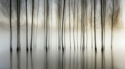 Obraz premium Flooded Forest Trees In Misty Morning Light