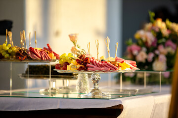 Table setting for a catered event meal for a birthday or event.