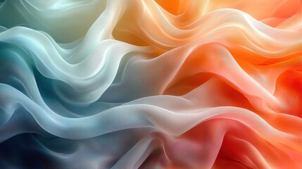 Obraz premium A flowing fabric design with soft gradients of blue and orange hues.