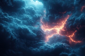 Fototapeta premium Dramatic lightning storms overcast sky nature scene atmospheric conditions aerial view energy and emotion