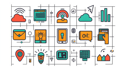 Smart Technology Icons  Digital Network  Cloud Computing  Mobile App