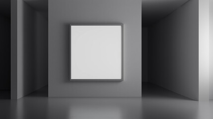 Obraz premium Minimalist living room with blank frame, neutral sofa, and plants embodying scandinavian design