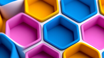 Hexagonal Pattern With Vibrant Gradient Colors Creates an Engaging and Dynamic Design for a Modern Banner