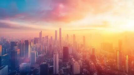 Futuristic city skyline of a modern city created with Generative AI