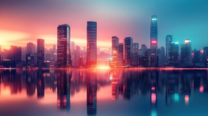 Obraz premium Futuristic city skyline of a modern city created with Generative AI