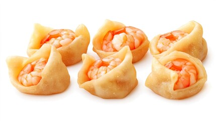 Fresh Shrimp Dumplings Plated on White Background for Culinary Use