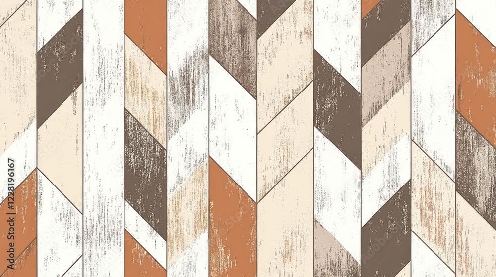 Poster Abstract Geometric Pattern with Textured Wooden Panels