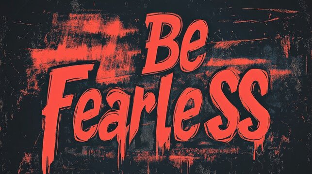 Fearless grunge text on dark background, motivational poster design