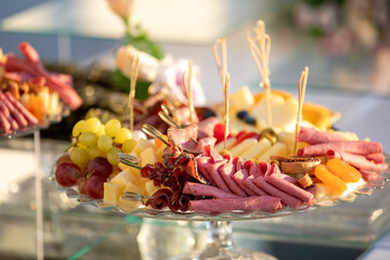 Table setting for a catered event meal for a birthday or event.