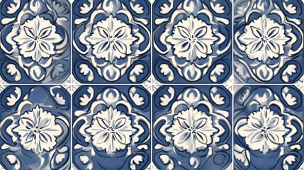 Blue and White Floral Tile Pattern Design