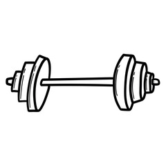 Hand drawn doodle barbell on white background.