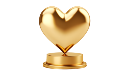Golden Heart Award Trophy Luxury Success and Achievement Symbol