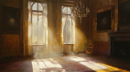 Naklejka premium Sunlit Room In An Old Grand Mansion