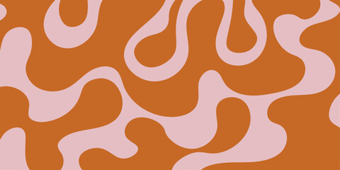 Retro botanical and abstract organic background, Trendy vintage doodle shape art, hand draw naive wavy groovy style wallpaper.