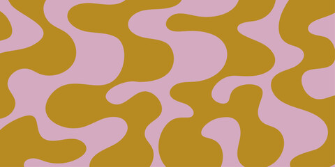 Retro botanical and abstract organic background, Trendy vintage doodle shape art, hand draw naive wavy groovy style wallpaper.