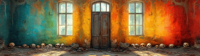 Apocalyptic Wasteland Inferno with Skulls and Fire Towers under Thunderstorm – Vibrant 8K Desolation Scene
