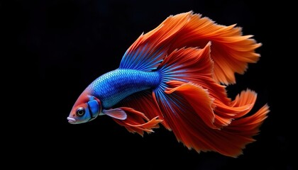 Fototapeta premium Vibrant Orange And Blue Siamese Fighting Fish