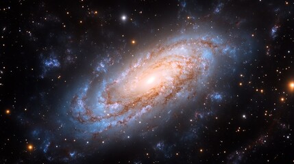 Naklejka premium Spiral Galaxy Amidst Distant Stars and Nebulae