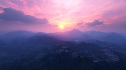 Enchanting sunrise over mountains casting warm radiance breathtaking nature wallpaper photography image