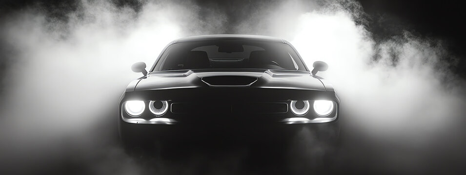 Fototapeta car surrounded by smoke,, AI generated
