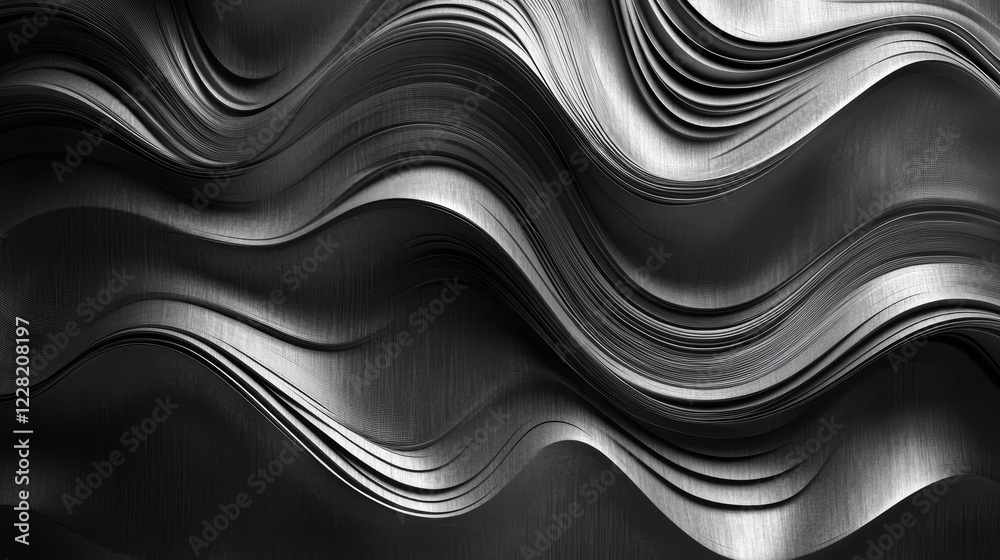 Fototapete A 3D rendering of flowing curve lines, creating a dynamic and smooth background with a sense of movement and depth.