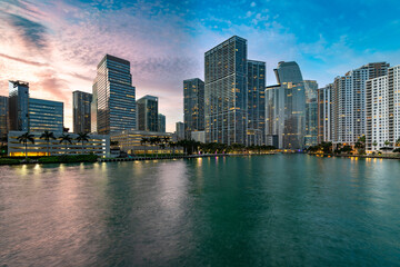 Downtown and real estate developments at Brickell neighborhood, Miami, Florida, USA