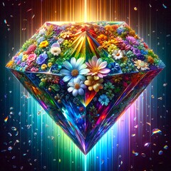 Big diamond filled with spring flowers in all colors