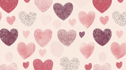 A minimalist heart pattern on a soft pink background, creating a seamless square design perfect for Ideal for wedding themes, packaging, wrapping paper, wallpaper, fabric, and textile