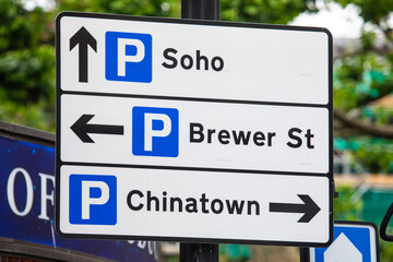 Parking Signs in the West End of London, UK