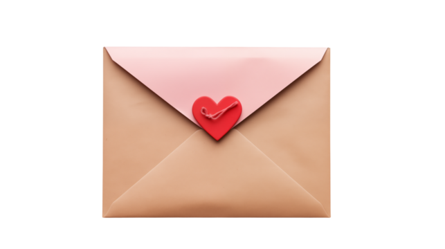 Romantic Love Letter Envelope with Heart Seal Valentines Day Card Design for valentines day