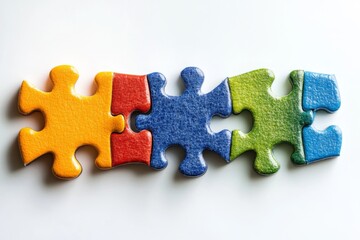 Fototapeta premium Colorful puzzle pieces interlocked in a playful arrangement