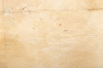 Yellowed vintage dirty wrinkled book page, empty paper template blank for design
