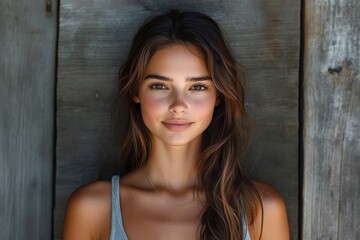 Fototapeta premium Portrait of a young woman with a natural background