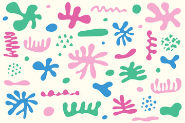 Collection of abstract organic shapes. Hand drawn elements. Vector illustration