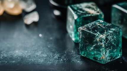 Emerald Crystal Cube Under Microscope