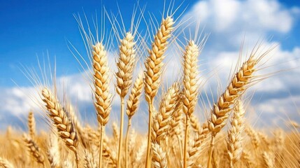 Golden Wheat Stalks Under a Summer Sky