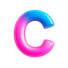 Vibrant 3D letter C in smooth gradient of blue and pink colors in a modern design setting