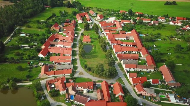 Aerial view of village Holasovice in South Bohemia, Czech republic.