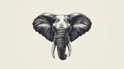 Intricately drawn elephant head showcasing detailed texture and strong features