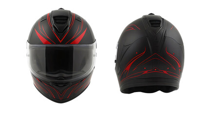 Fototapeta premium Stylish Black Full Face Motorcycle Helmet with Red Design and Glossy Finish for Ultimate Riding Safety and Comfort