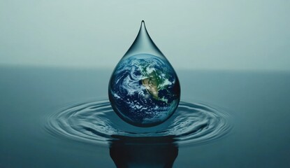 Our Precious Planet: A Water Drop Reflecting Earth's Fragility