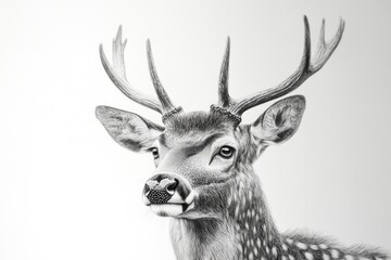 Stunning Axis Buck with Majestic Antlers in Natural Habitat, Showcasing Unique Fur and Distinctive Dot Patterns
