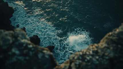 Fototapeta premium Ocean Waves Crashing Against Rugged Cliffs