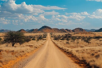 Fototapeta premium Life Moves Forward: Journey on a Desert Road Embracing Wisdom and Vision