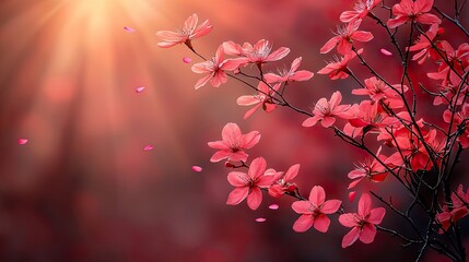 Dreamy Cherry Blossom Orchard in Full Spring Bloom with Falling Petals and Soft Pink Serenity