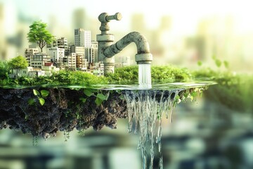 Sustainable City: A Miniature Metropolis Thriving on Water Conservation