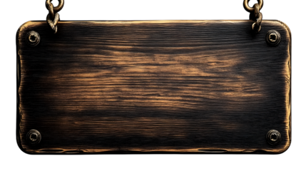 Wooden nameplate isolated on transparent background. PNG