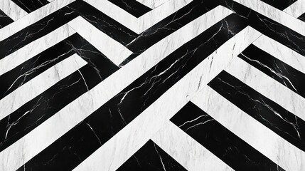 Black and white marble chevron floor design